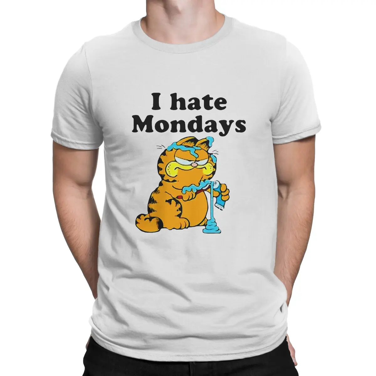 

Мужская футболка с изображением оранжевого кота I Hate Mondays, модная футболка, свитшоты с графическим рисунком, новый тренд