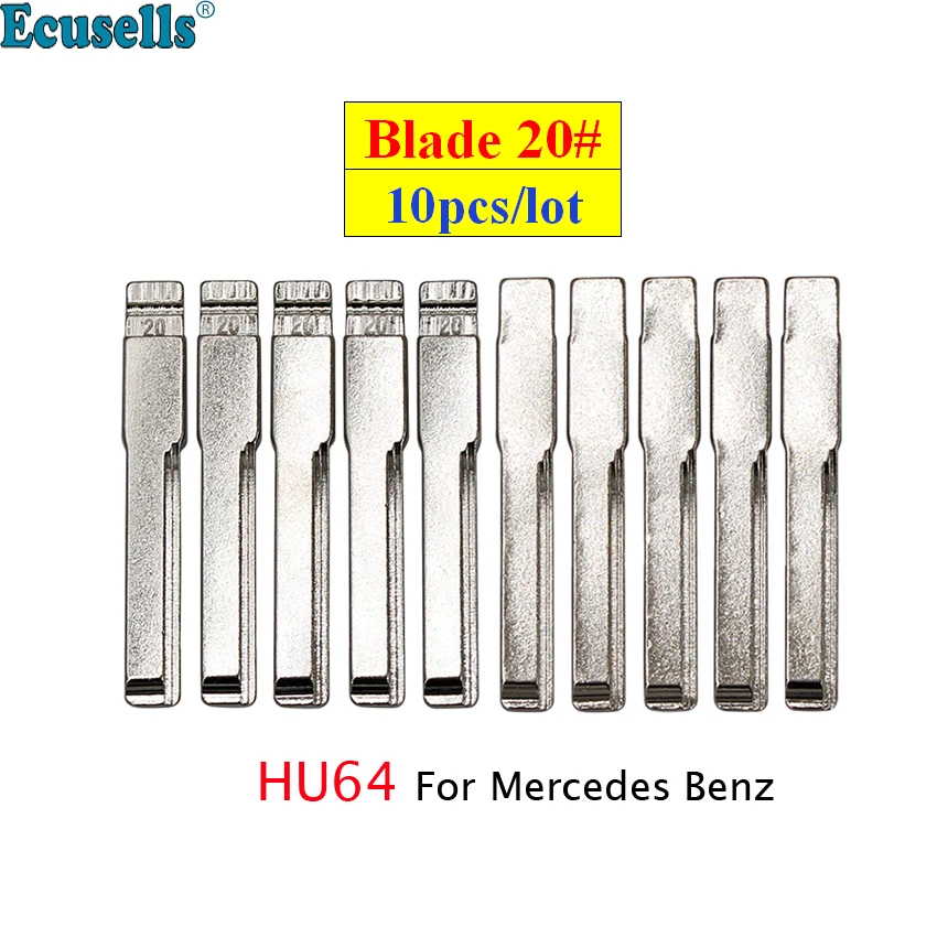 10 adet/grup çevirmeli boş anahtar bıçağı kesilmemiş HU64 NO.20 için Mercedes Benz Flip KD araba anahtarı bıçağı 20 #