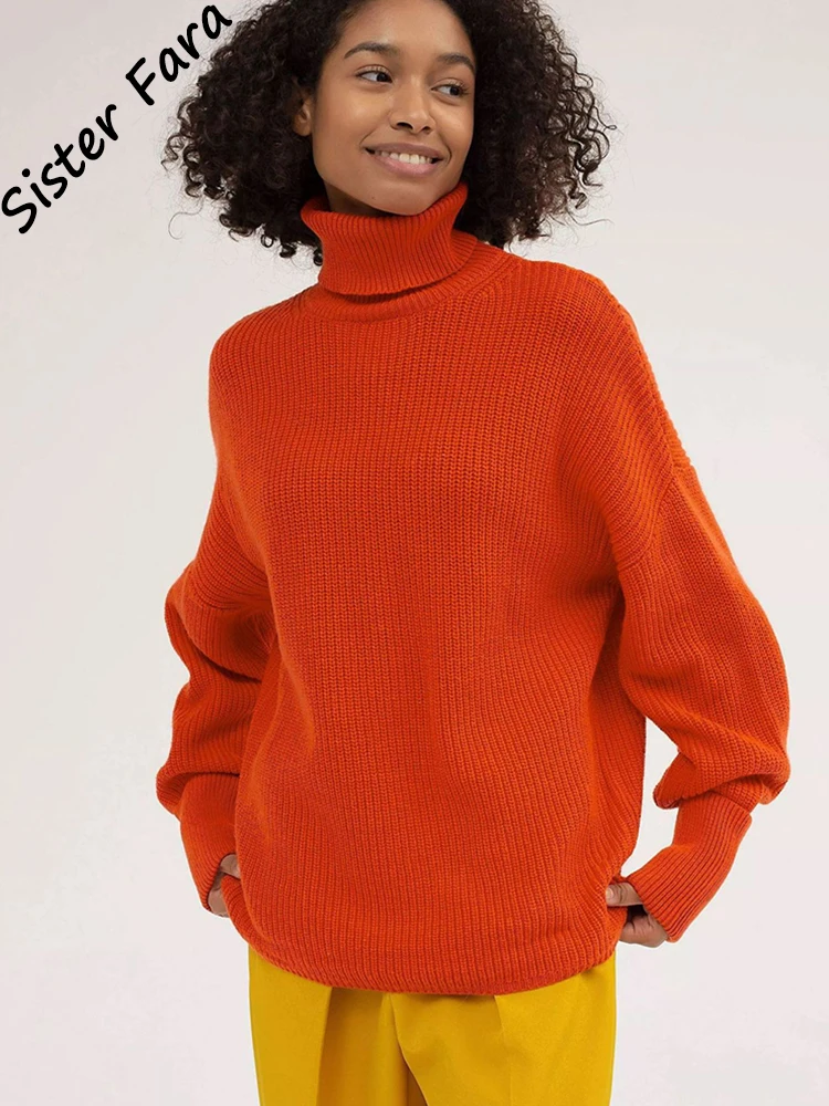 

Sister Fara New Turtleneck Knit Sweater Women Autumn Winter Long Sleeve Pullover Sweater Female Casual Knitted Sweaters Tops
