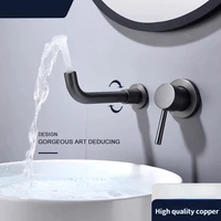 gun grey dark mounted wall washbasin faucet rotating nozzle faucet embedded hidden washbasin faucet