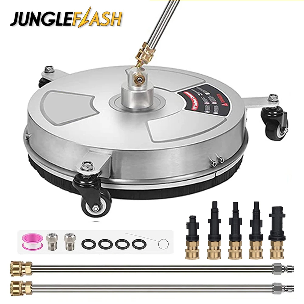 JUNGLEFLASH 15" Pressure Washer Surface Cleaner with 3 Wheel
