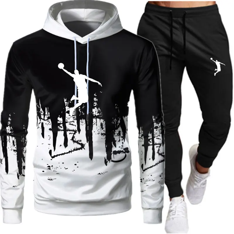 

2022 Spring Autumn Hoodie Sweatpants Set Tracksuit Men Hooded Sweatshirt+pants Pullover Hoodie Sportwear Suit Casual Men Clothes