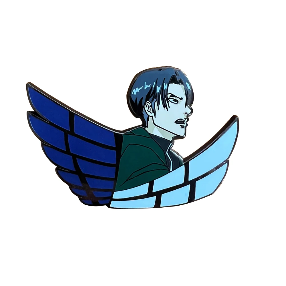 Anime Attack on Titan Levi Enamel Brooch Freedom Wings Pins Lapel Backpack Badge Jewelry for Boys Girls Fans Gifts 2023 New