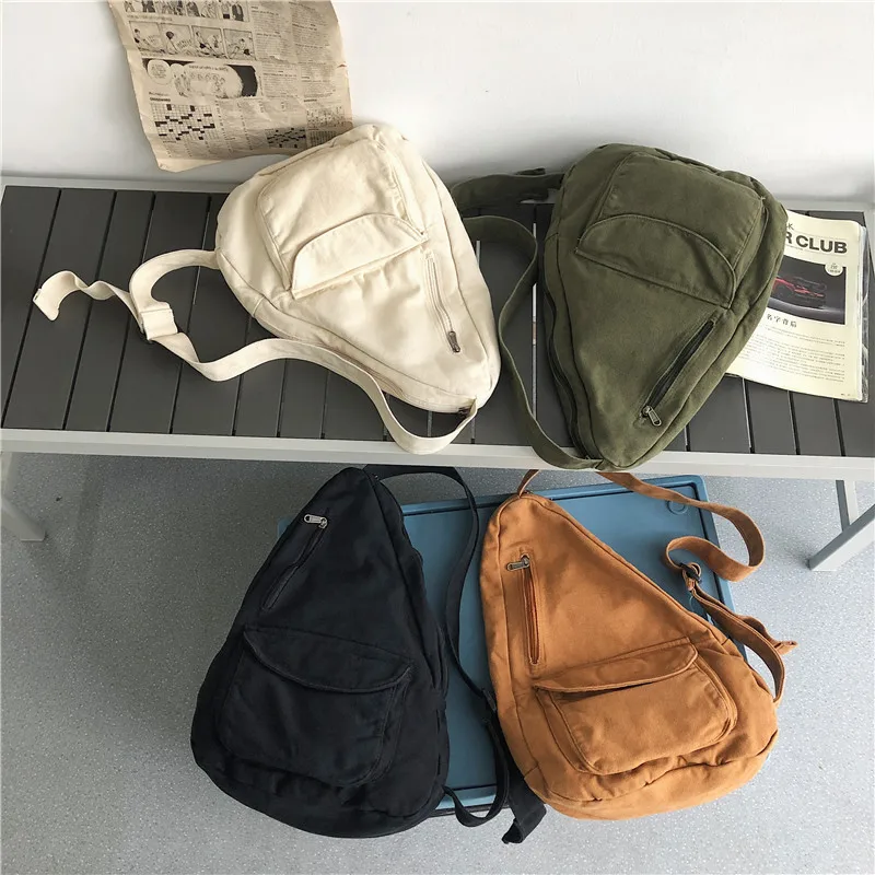 Women Shoulder Messenger Bag Canvas Crossbody New Trend Fashion Female Bag Solid Color High Quality Ladies Chest Bag