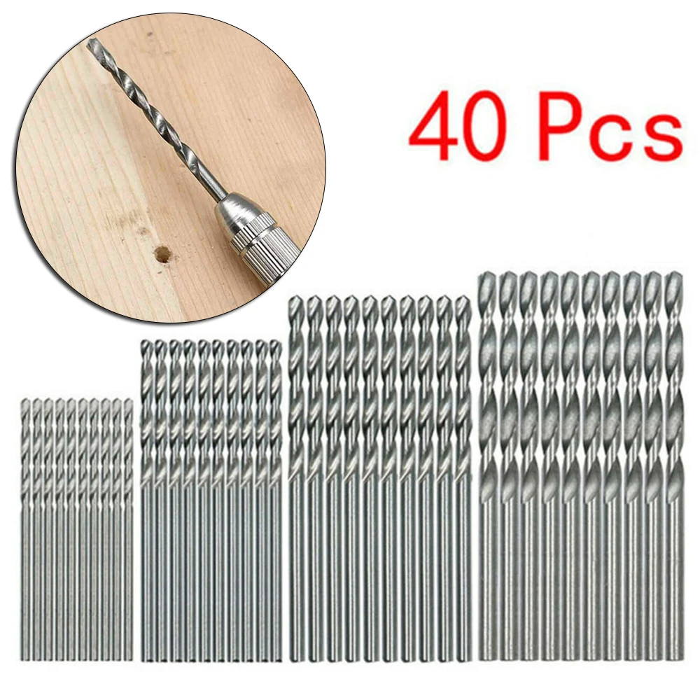 

40pcs High Speed Steel Titanium Coated HSS Mini Drill Bit Straight Shank 0.5-2mm Drills For Rotary Bit Woodworking Tools A50