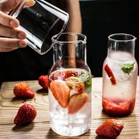 transparent water carafe with lid glass cold hot water bottle simple drinking juice cup teacup pitcher heat resistant tea mug