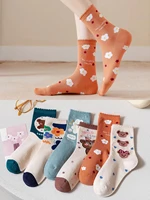 new socks female personality cartoon flowers ladies mid tube socks college style fashion trend cotton socks