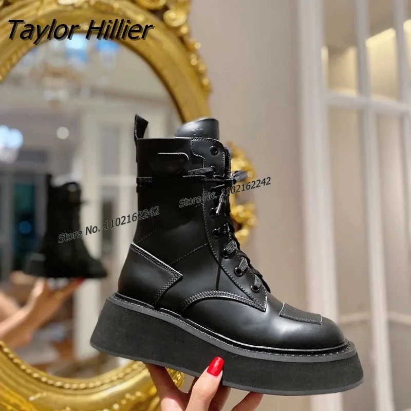 

Pure Color Thick-Soled Short Boots Women'S Band-Side Zipper Mid-Calf Martin Boots Top Quality Versatile Locomotive Boots