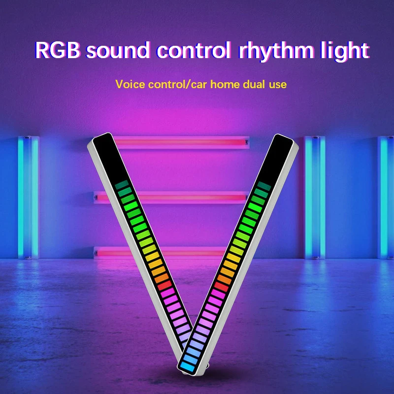 

2021 Pickup Rhythm Light USB LED Strip Sound Voice Control Music Atmosphere Bar RGB Lights Car PC Game Decor Ambient Tube Lamp