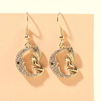 fashion personality moon zircon stud earrings simple temperament metal hollow stud earrings mothers day gift