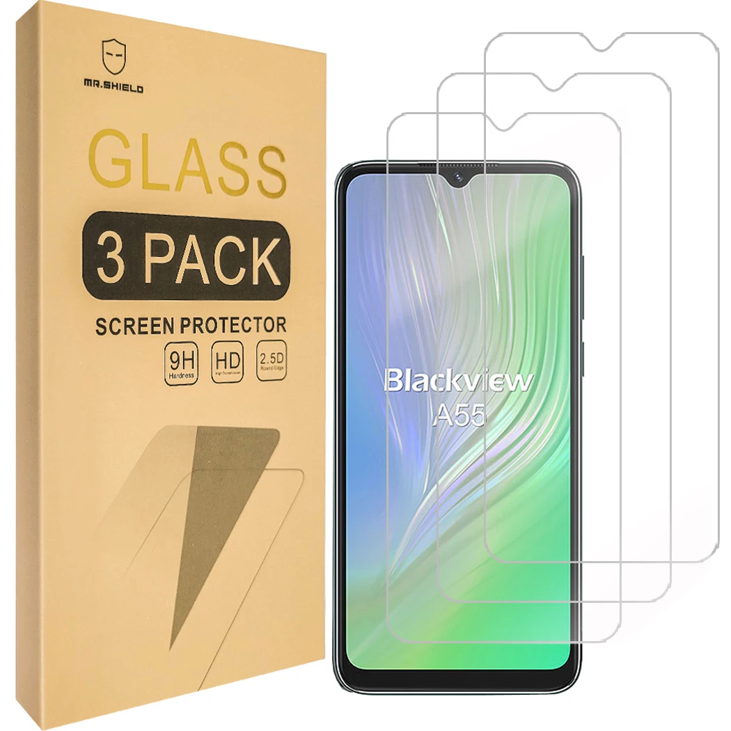 Mr.Shield [3-Pack] Screen Protector For Blackview A55 / Blackview A55 Pro [Tempered Glass] [9H Hardness]