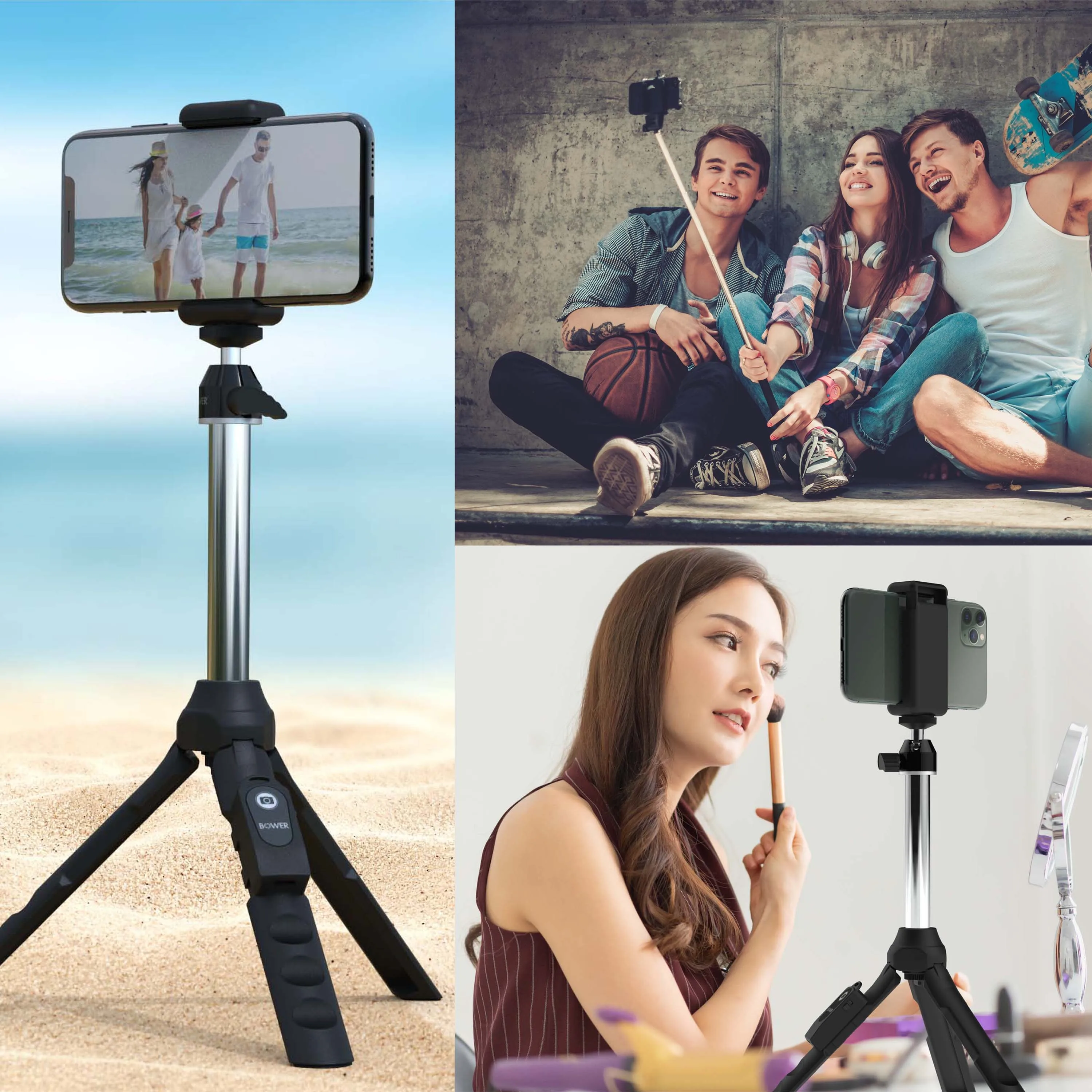 

6 -in-1 Multi Selfie Tripod with Smartphone, Mount, and Rechargeable Wireless Remote, Black
