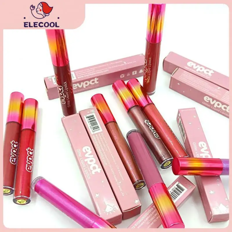 

12 Colors Cool Lip Stick Lip Gloss Diamond Shimmering Glitter Liquid Lipstick Metallic Lip Glaze Lips Makeup Lasting Non-stick