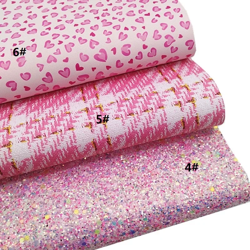 Розовые Блестящие Кожаные полосы сердца под заказ искусственная кожа