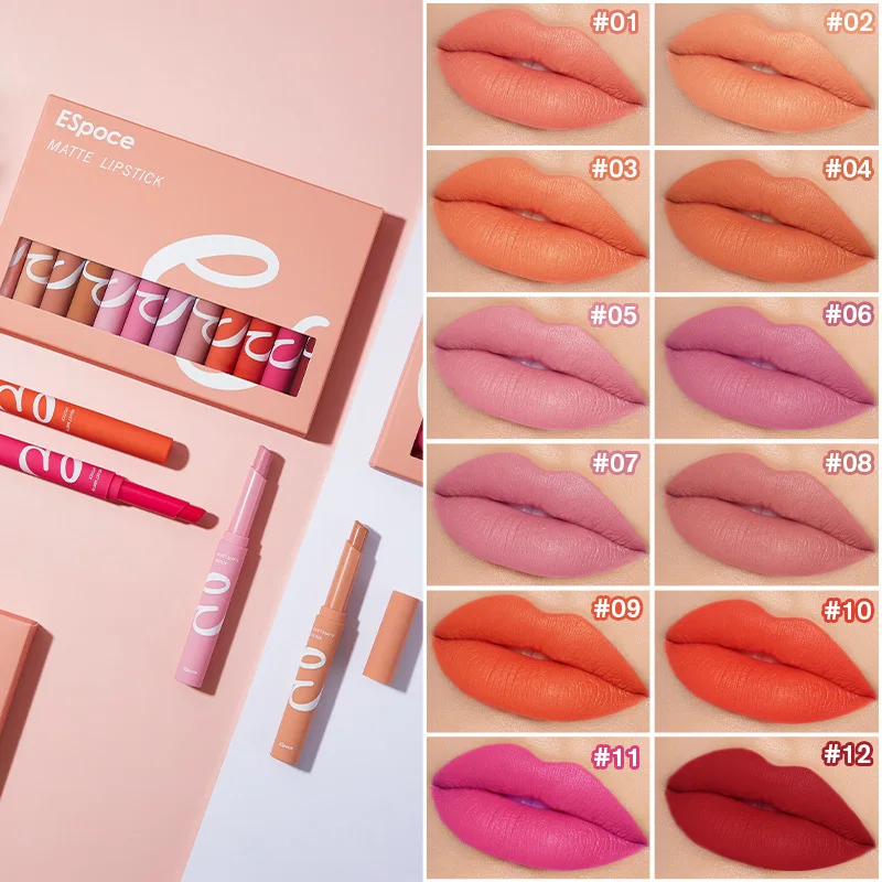 

12 Pcs Red Velvet Matte Lipstick Set Lip Tint Stain Long-lasting Waterproof Brand Beautiful Makeup Cosmetics