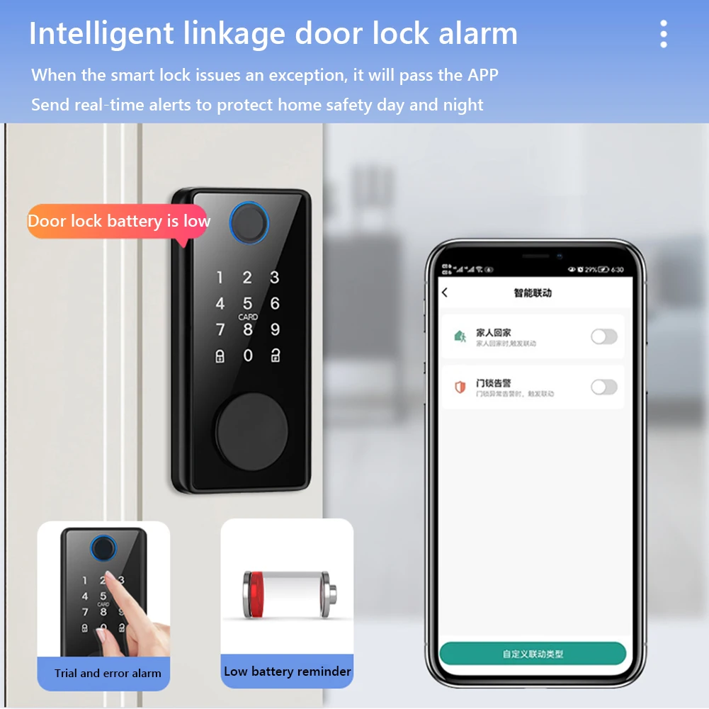 

Смарт-карта Tuya, цифровой замок для входной двери без ключа, совместим с Bluetooth, защита от кражи, с ключом для деревянных дверей