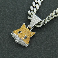 iced out cuban chains bling diamond animal fox rhinestone pendants mens necklaces gold chains hip hop charm gold jewelry for men