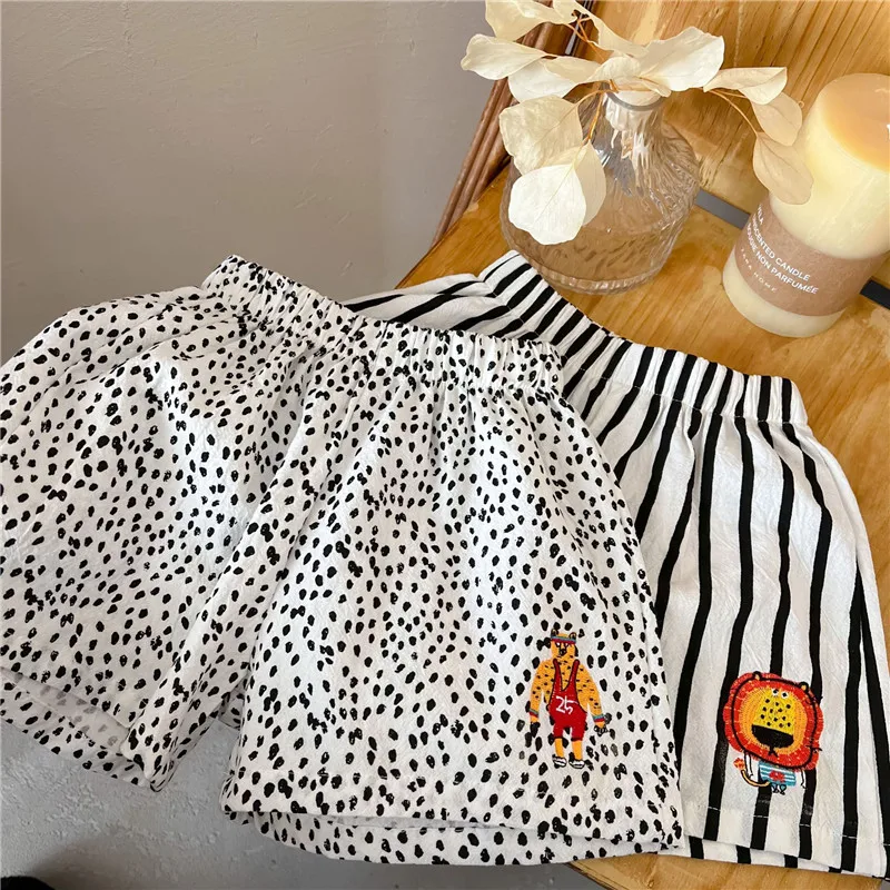 Широкие свободные шорты для малышей С Рисунком Тигра и льва |