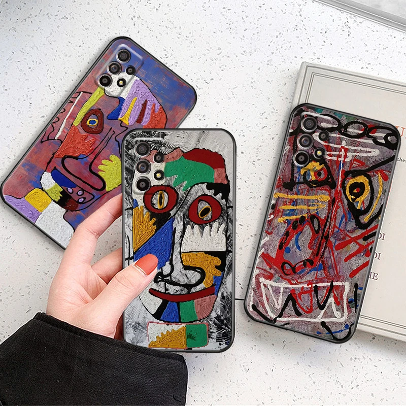 

Graffiti Painting Abstract Art For Samsung Galaxy A72 5G Phone Case Back Black TPU Shockproof Cover Soft Funda Coque Shell