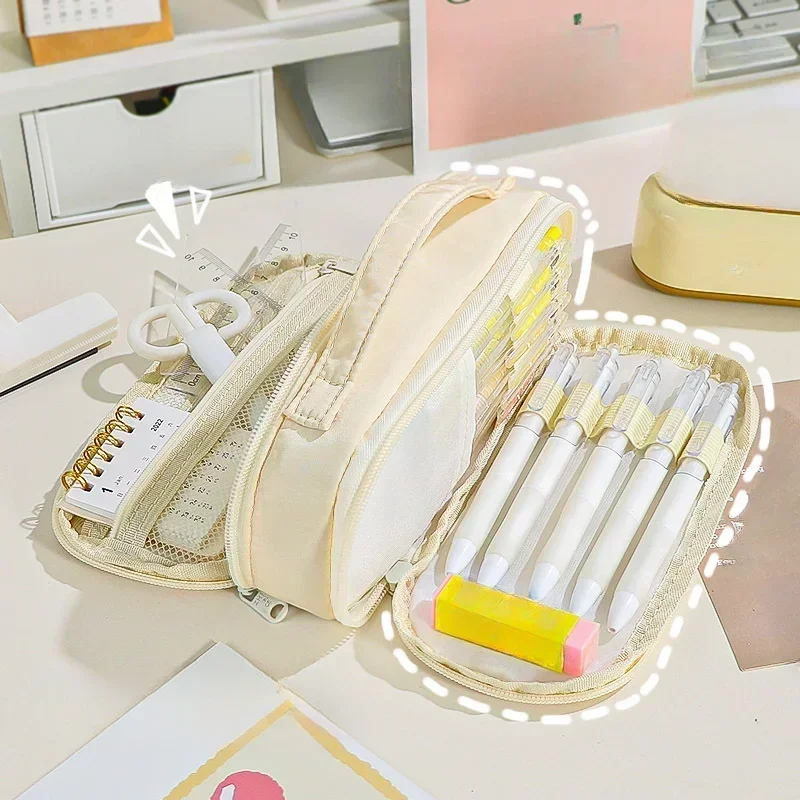 Большая вместительная фиолетовая сумка-карандаш модные корейские канцелярские