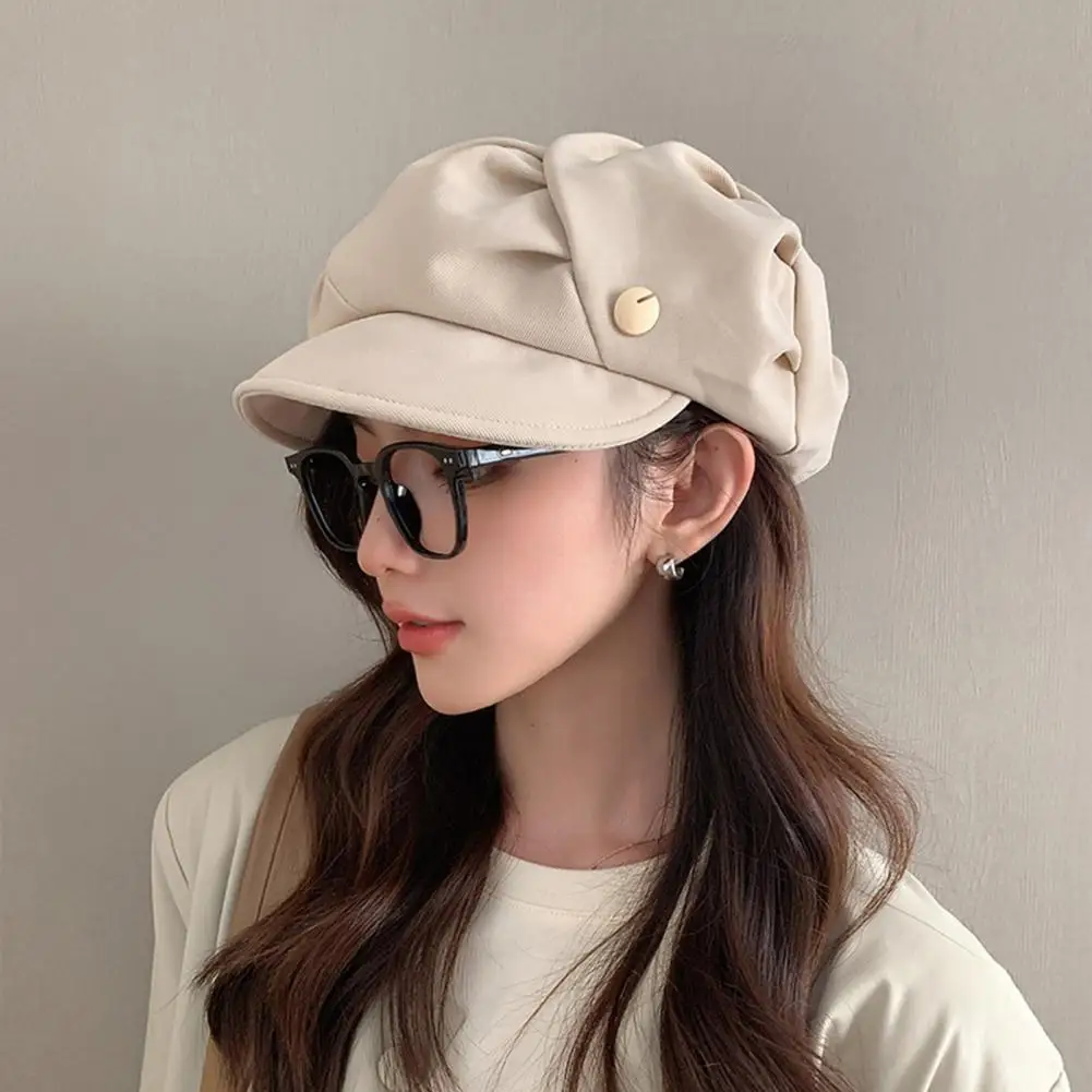 

Solid Color Hat Versatile Women's Cloud Top Octagonal Beret Hats Stylish Short Brim Caps for Autumn/winter for Outdoor for All