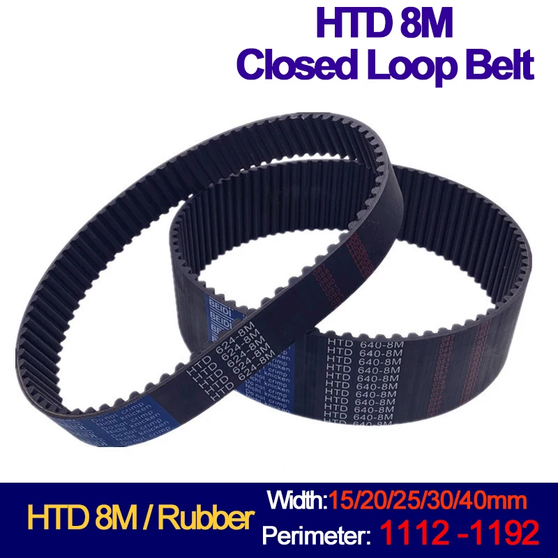 

HTD 8M Timing Belt Width15 20 25 30 40mm Length 1112 1120 1128 1136 1144 1152 1160 1168 1176 1184 1192mm Closed-Loop Rubber Belt
