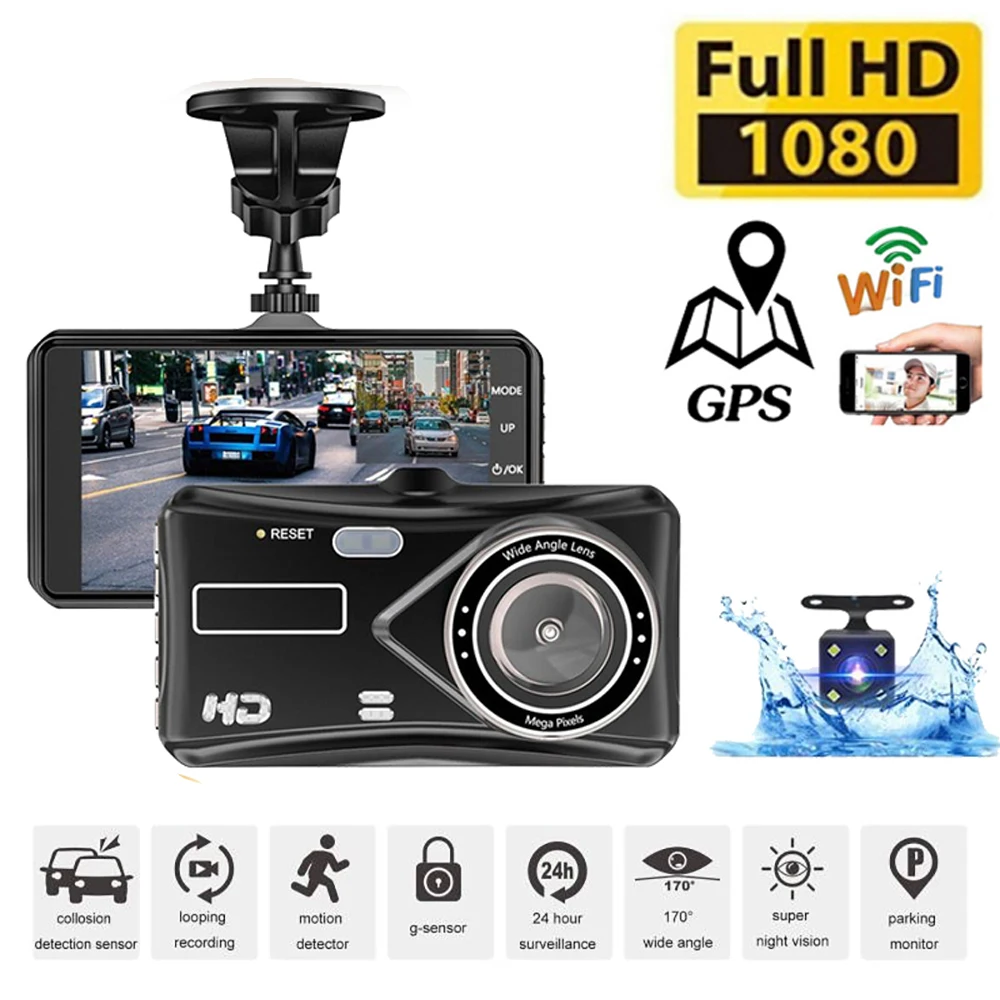 

Автомобильный видеорегистратор WiFi Full HD 1080P, видеорегистратор с камерой заднего вида, Автомобильный видеорегистратор с ночным видением, Автомобильный видеорегистратор, видеорегистратор GPS, автомобильные аксессуары