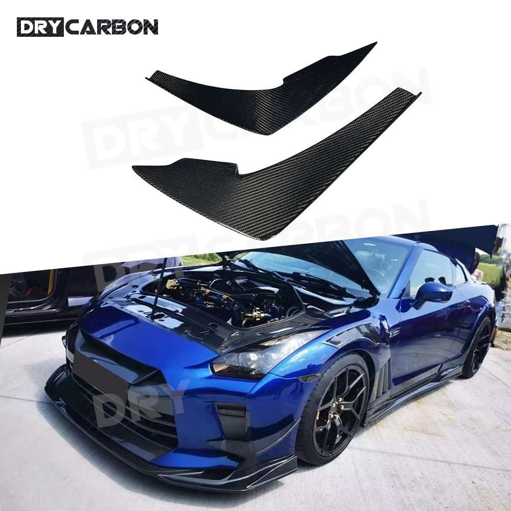 Фото Карбоновые сплиттеры-канарды для переднего бампера Nissan GTR R35 2017-2024, гоночный спойлер-губа, обвес из FRP №1