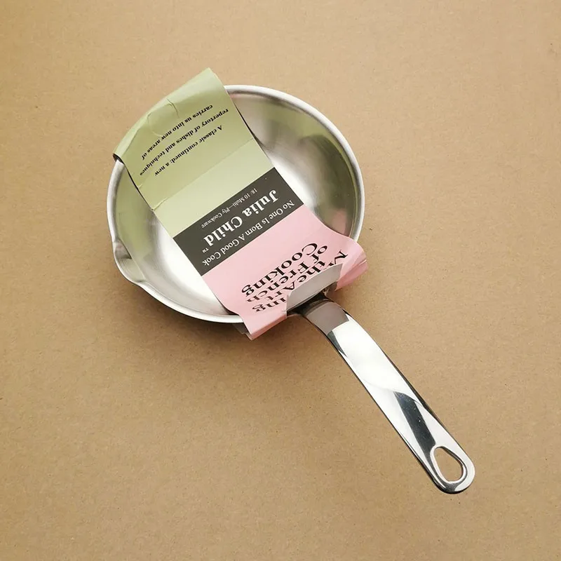 

One Piece Stainless Steel Oil Splashing Pan Small Sauce Hot Oil Pan Frying Pan 304 Small Frying Pan 12cm Cooking Pot