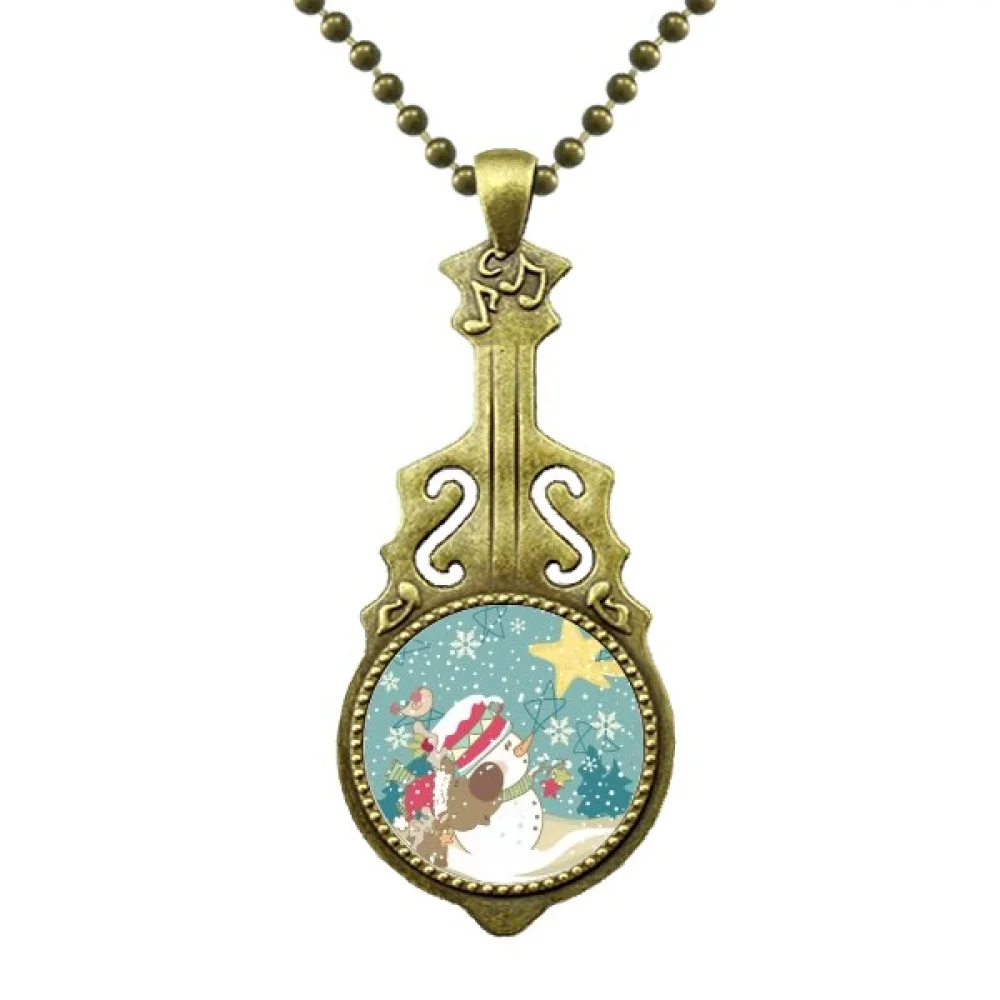 

mas Snowman Snowflake Dog Festival Necklace Antique Guitar Jewelry Music Pendant