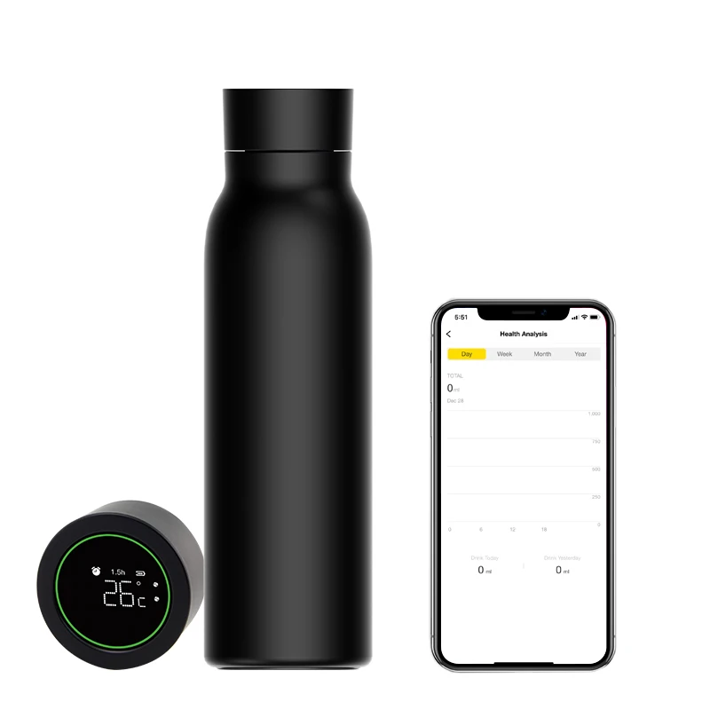 

TUYA Smart Water Bottle 24-hour Insulation Cup Drinking Water Monitoring Timing Reminder High-End LCD Thermos Cups 600ml