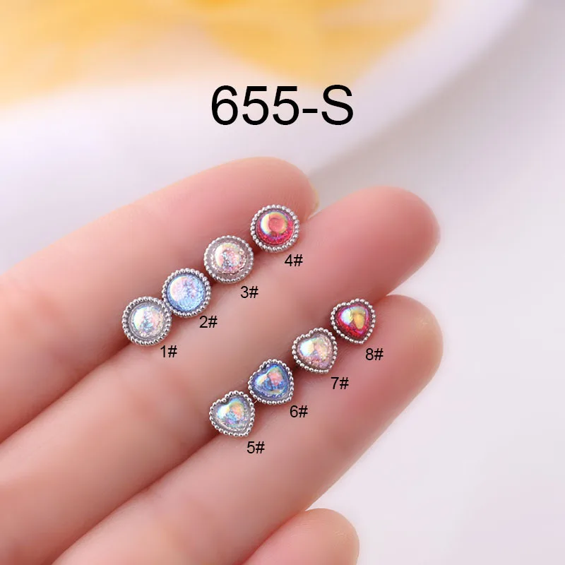 

1PC 20G Stainless Steel Heart Barbell Helix Cartilage Tragus Lobe Ear Piercing Jewelry