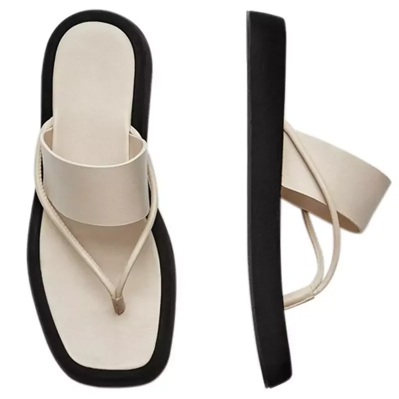 

New2022 Clip Toe Thick Platform Slippers Women Casual Strap Summer Beach Flip Flops Female Non Slip Outdoor Rome Sandals