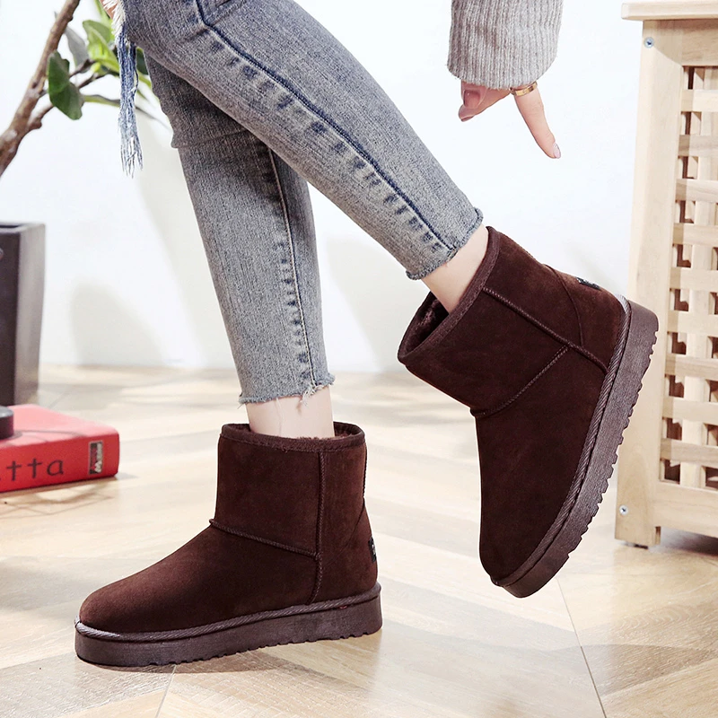 2022 Winter Waterproof Snow Boots Women Slip on Flat Heels Cotton Padded Shoes Woman Warm Thick Plush Ankle Botas Mujer