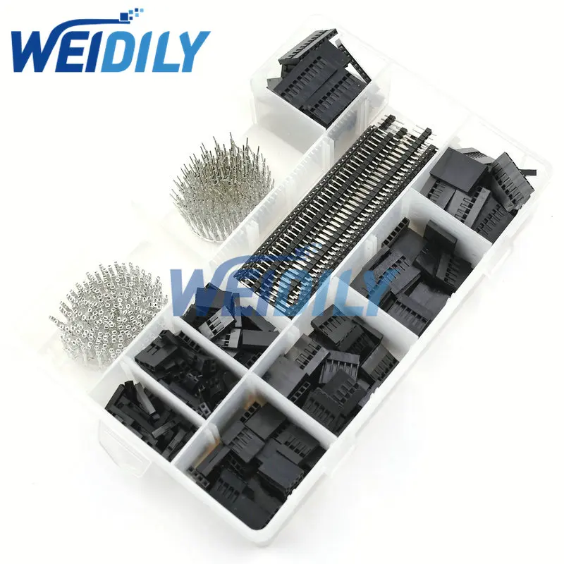 

1550PCS 2.54mm Dupont Connector Kit PCB Headers Male Female Pins Electronics Cable Jumper Wire Pin Header Housing