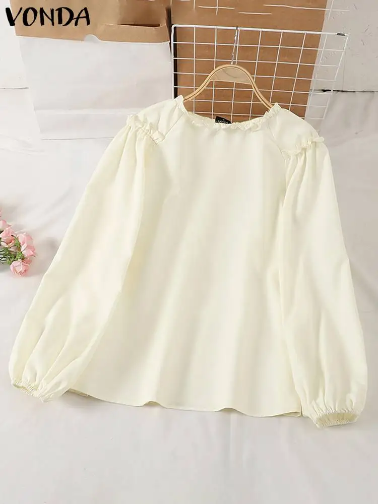 VONDA женская однотонная блузка 2024 осенняя повседневная свободная рубашка с