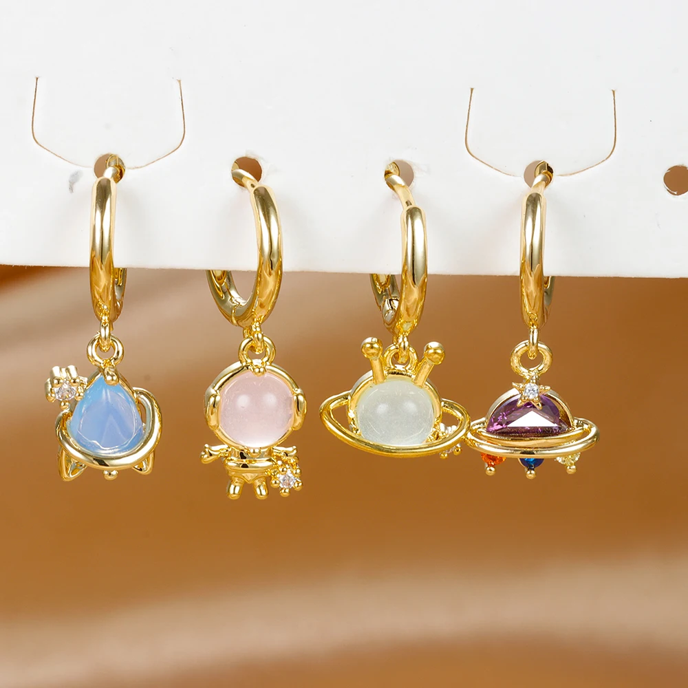 Серьги-подвески женские из нержавеющей стали с покрытием под золото 4 вида