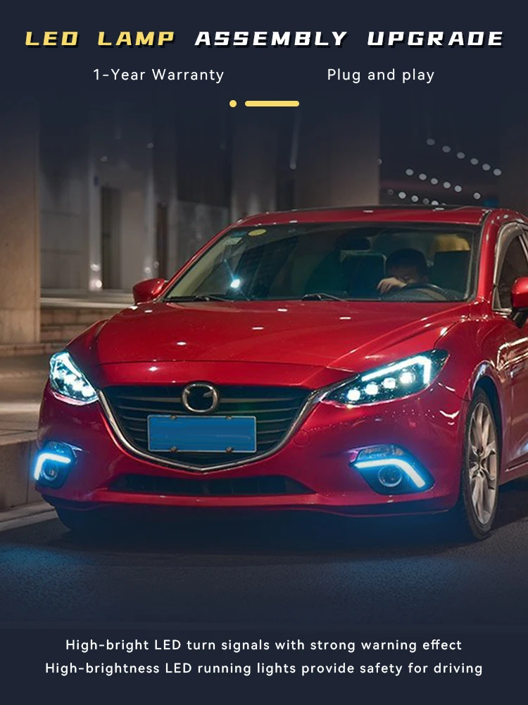 Передние фары для Mazda 3 Axela 2014-2016 Mazda3 DRL дневные строки передняя фара фонарь