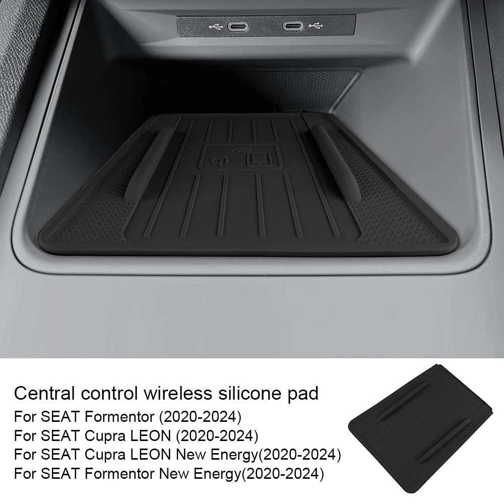 

Для SEAT Formentor Cupra LEON EV 2020-2022 2023 2024, силиконовая защитная накладка для беспроводной зарядки, внутренняя нескользящая аксессуары