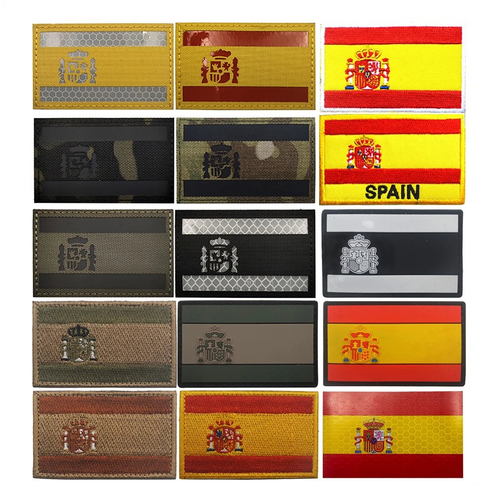 

Spanish Flag Embroidery Patches IR Reflection Armband Badge Military Tactics Sticker Night Identification Patch for Clothing