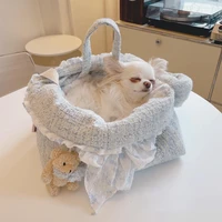 embroidered lace pet bag puppy carrier bag outdoor travel dog shoulder bag comfortable and breathable small cat dog bag