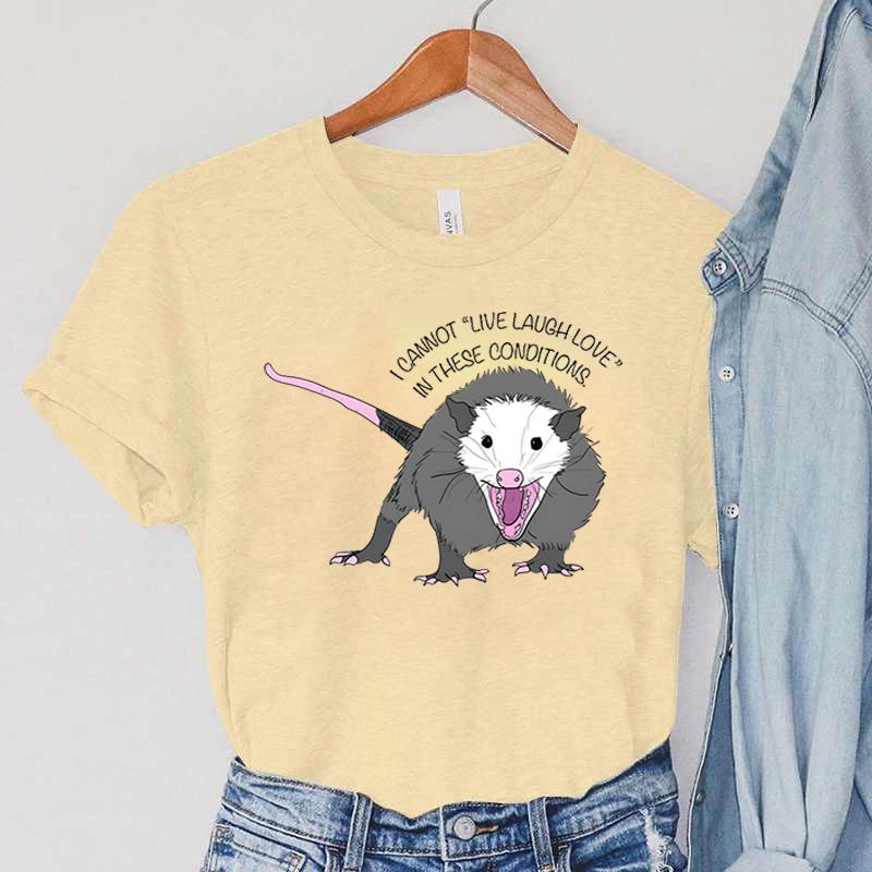 

Лидер продаж, футболки Opossum, новинка 2023, летняя одежда для женщин, Повседневная модная футболка с рисунком животных, гранж Y2k, женские топы