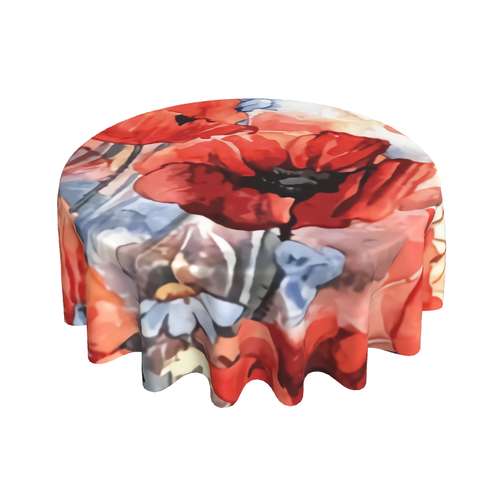 

Watercolor Flower Poppies Tablecloth Round 60 Inch with Dust-Proof Wrinkle Resistant Waterproof Decorative Table Cover