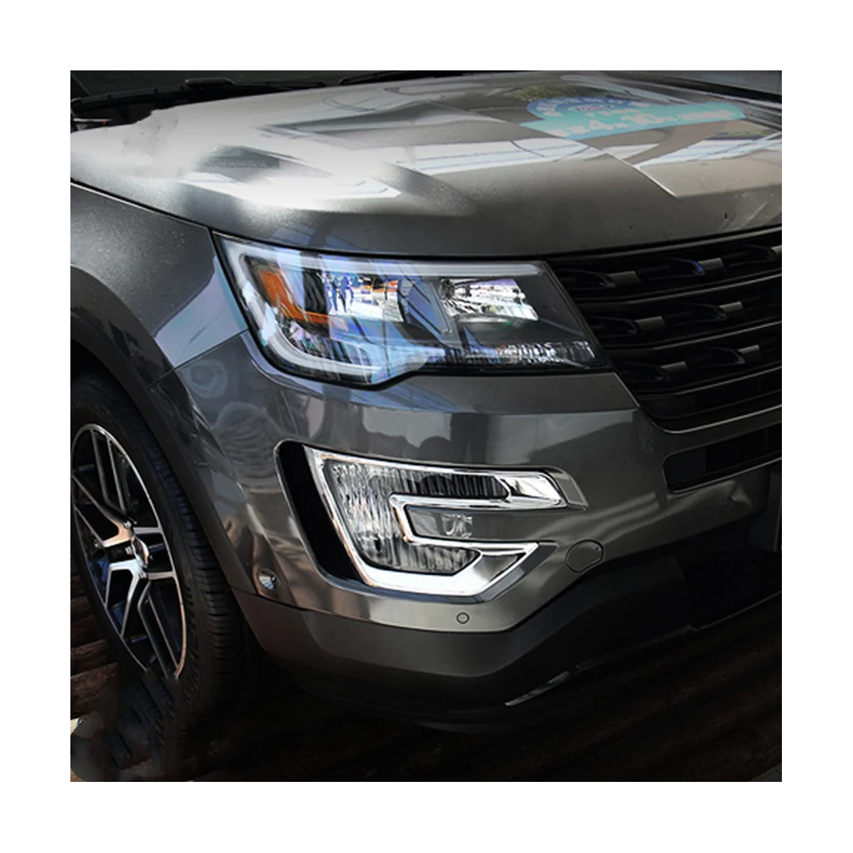 

Car Front Bumper Fog Lamp Cover Fog Light Trim for Ford Explorer 2016 2017 Accessories 2PCS Silver