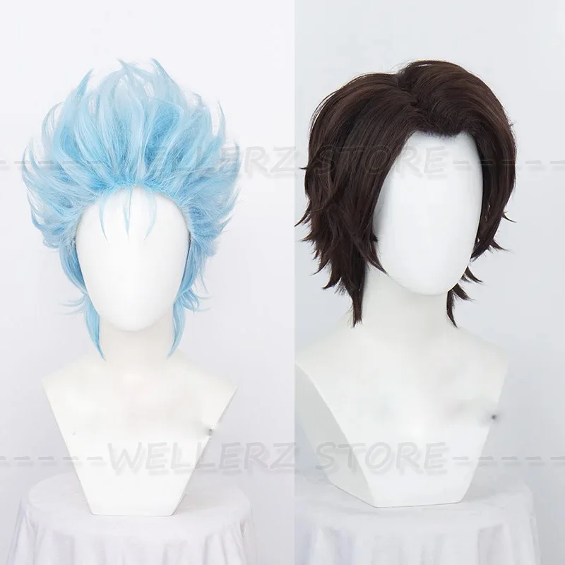

Anime Bleach Grimmjow Jaegerjaquez Cosplay Blue Wig Aizen Sousuke Halloween Party Costume For Men A14