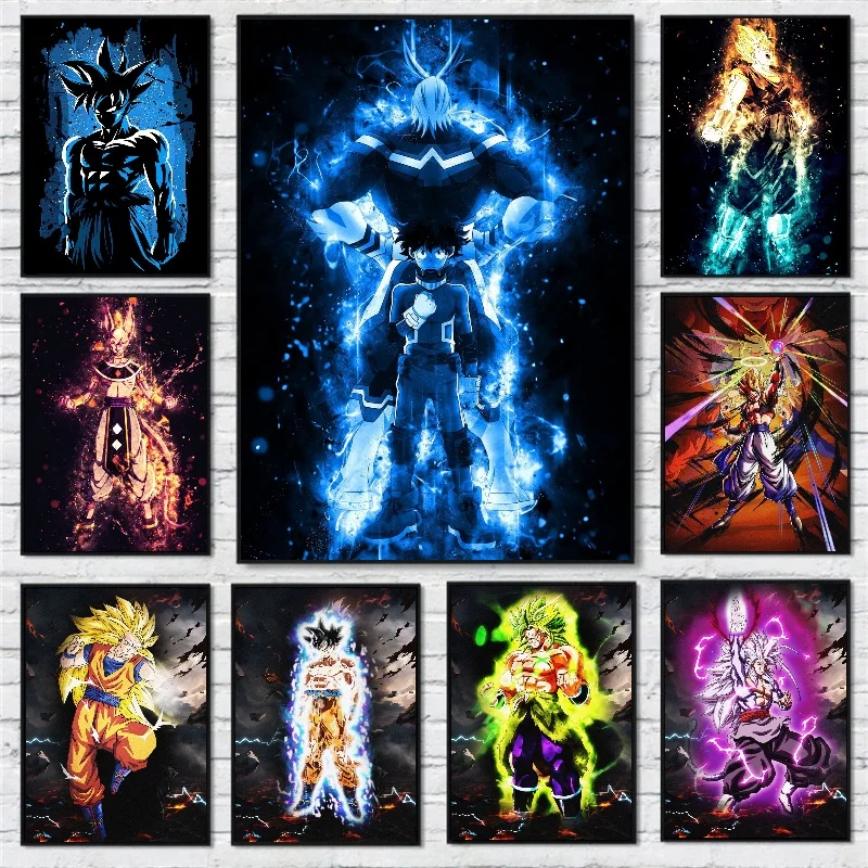 

Anime Bandai Figures No Frame Print Canvas Picture Dragon Ball Painting Team Poster Vintage Wall Artwork Home Decor Gift