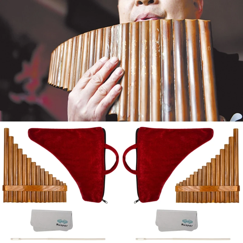 

Handmade Pan Flute 15 Natural Bamboo Pipes Wind Instrument Slippers G Wrench Flute Pan Flute Folk Musical Instrument