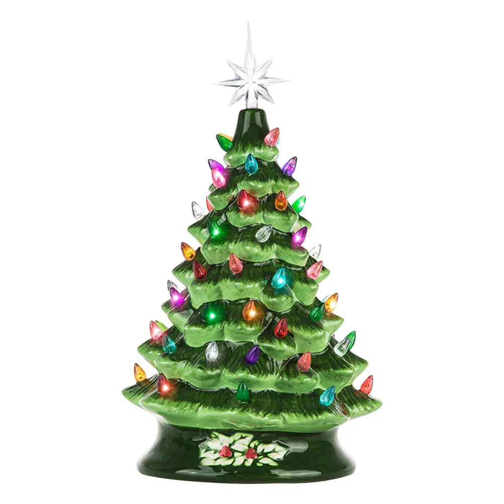 

Luminous Christmas Tree Landscaping Decor Ceramic Xmas Tree Ornament (No Battery)