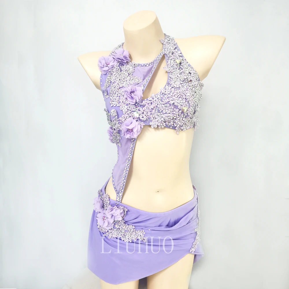 

Purple Color Lyrical Dance Dress Customize Skirts for Girls Pole Dance Dress for Performanmce