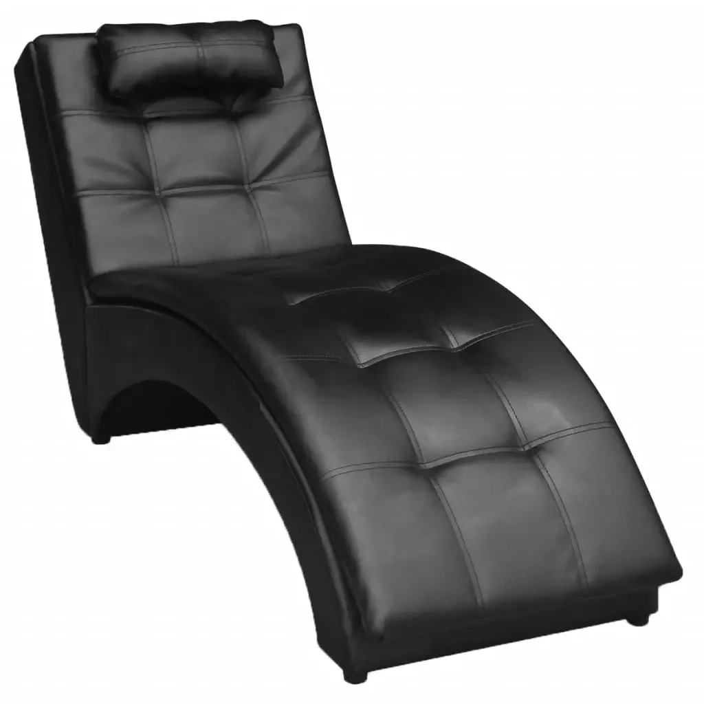 

Lounge chair with pillow Black Leatherette